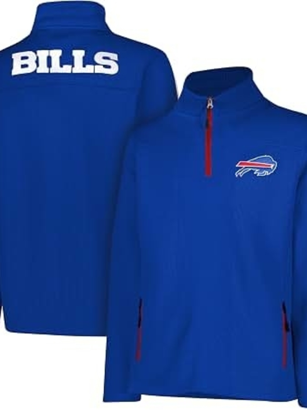 Buffalo Bills Royal Blue Quarter-Zip Pullover Vest Size Large